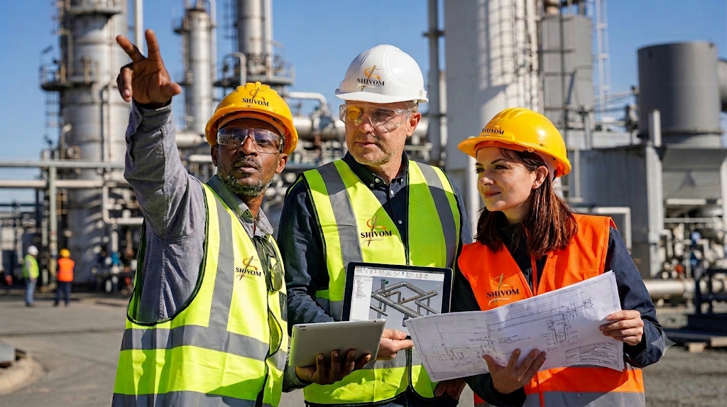 Shivom Construction workers at industrial site